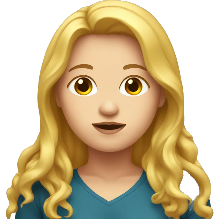 Facial obesity, female, with golden long hair emoji