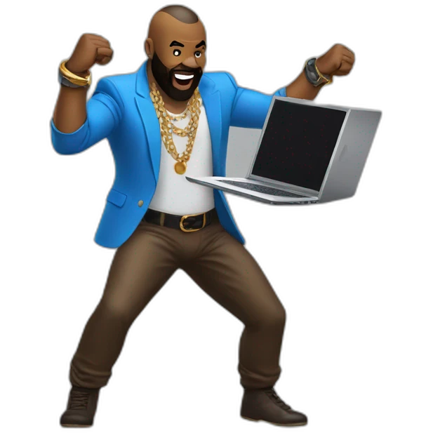 mr t dancing with a laptop emoji
