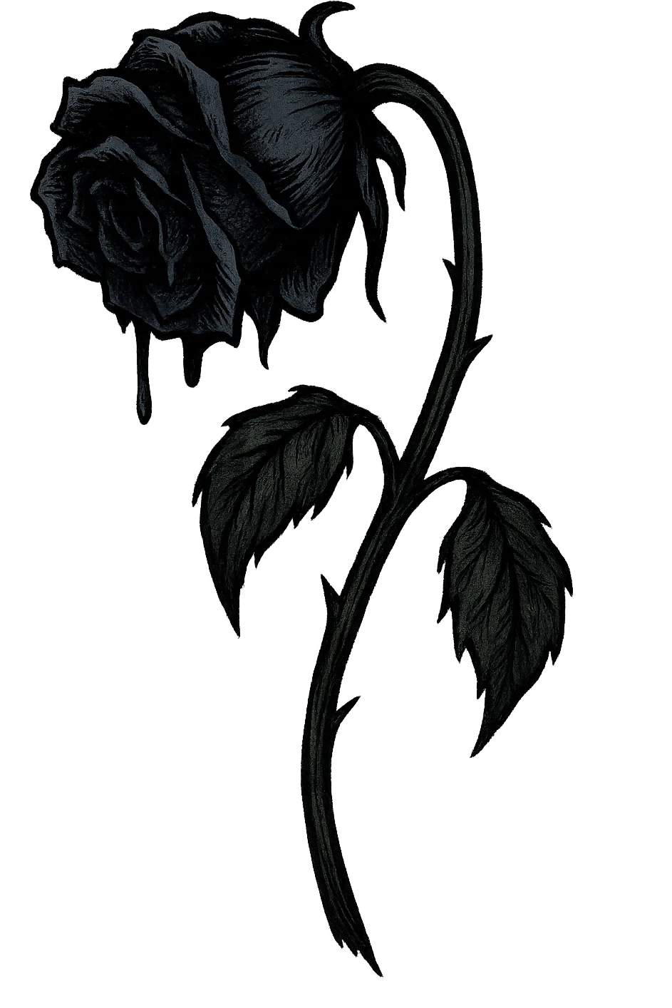 emo emoji, black and blue rose, wilted, no background emoji