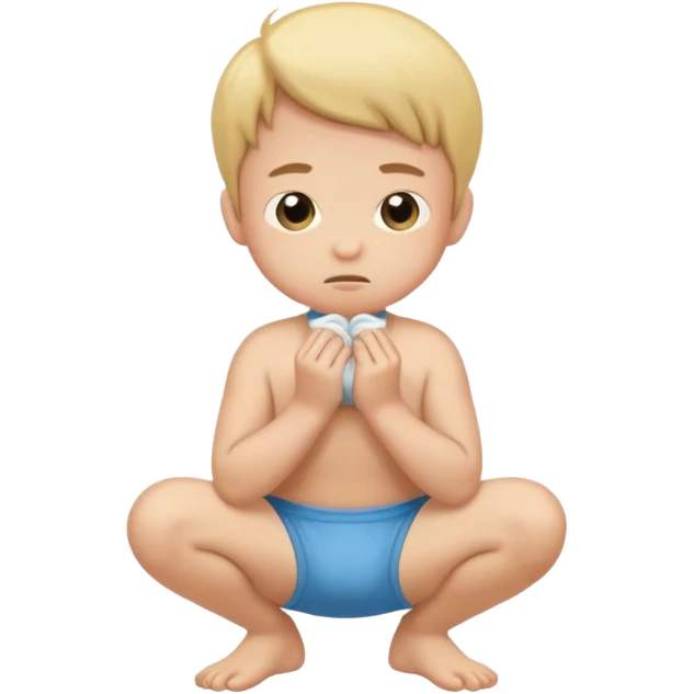 A kid squatting down pooping on his underwear emoji