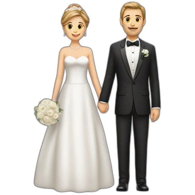 mother bride & groom father all standing in a line emoji
