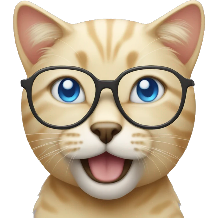 blonde cat with blue eyes in glasses emoji