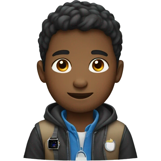 boy wearing an apple watch emoji