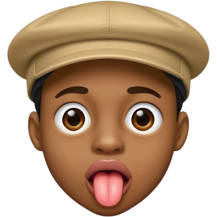 Negro con gorra sacando la lengua emoji