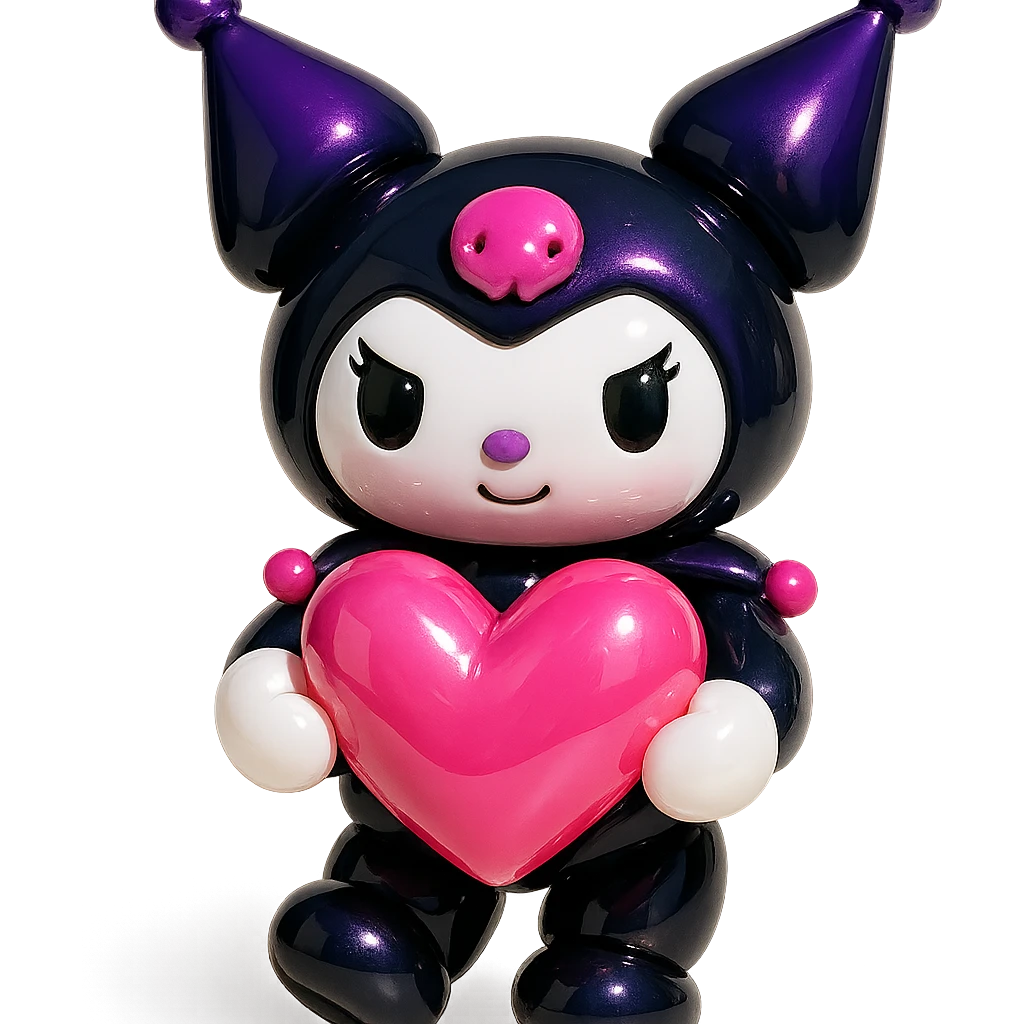 Kuromi holding a heart emoji