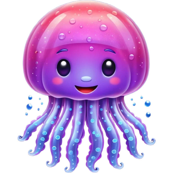 color gradient between red and purple glitter cute happy jellyfish emoji