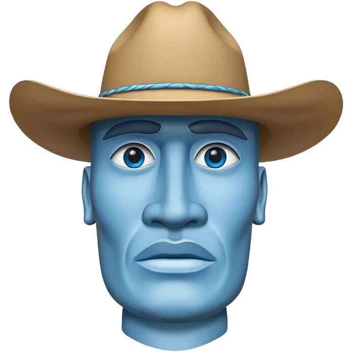 moai head statue with cowboy hat blu emoji