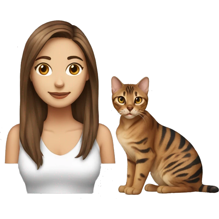 woman long brown hair with bengal cat emoji