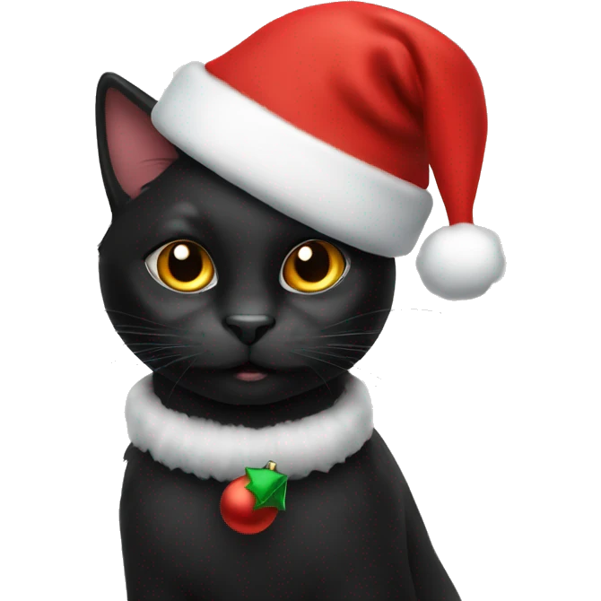 Black cat with christmas hat emoji