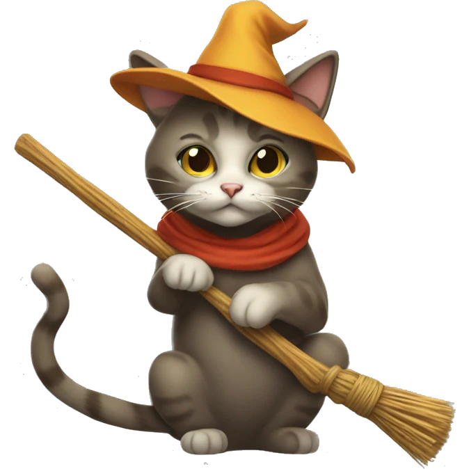 Cat on broom emoji