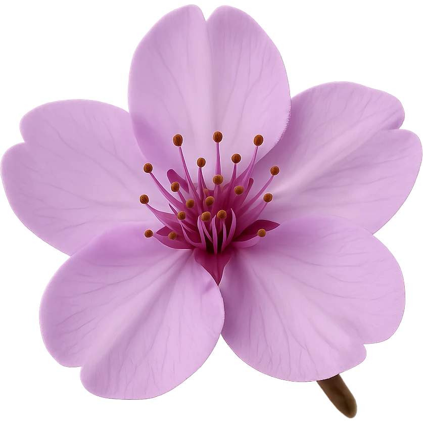 show one purple cherry blossom, remove background emoji