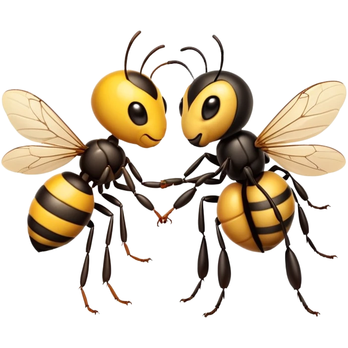 Ant and bumblebee holding hands emoji