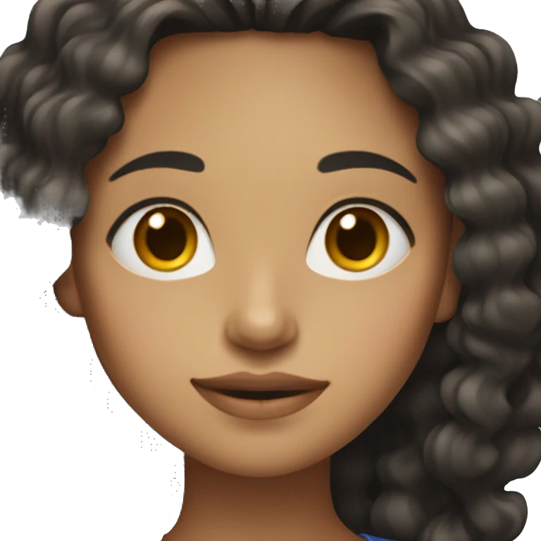 A young woman with light brown skin, very long black curly hair  emoji