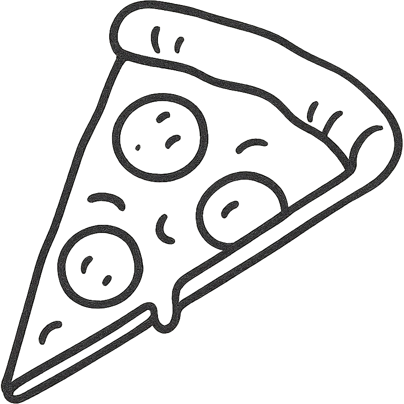 hand-drawn outlined slice of pizza icon emoji
