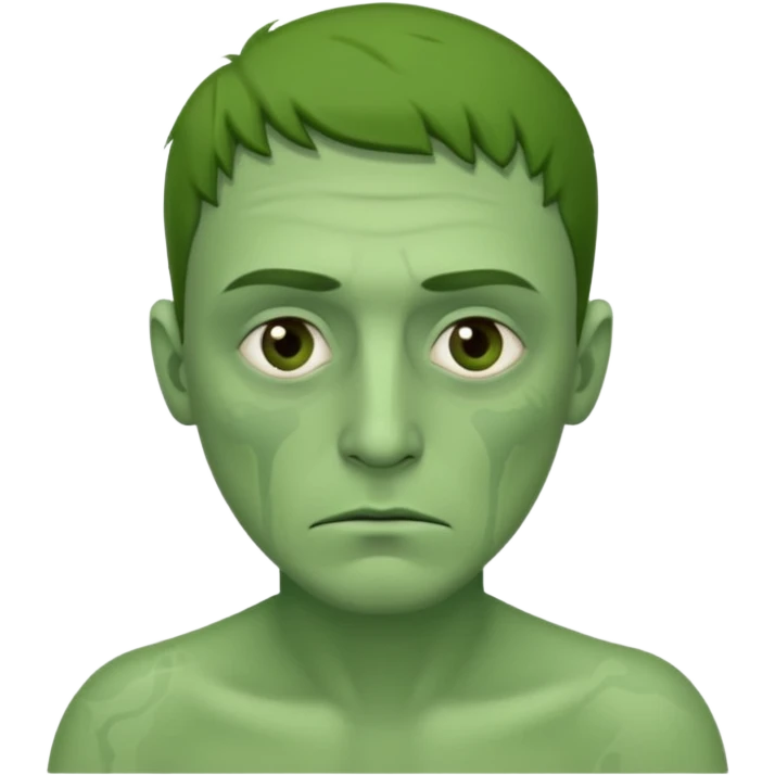 generate a green skin sick man, photorealistic emoji