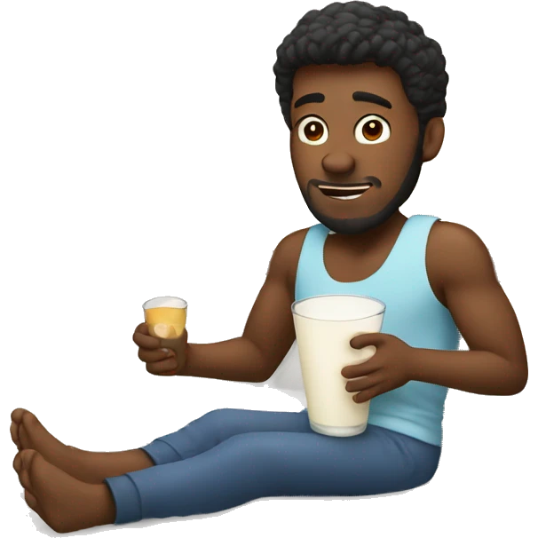 man drink milk in bed emoji