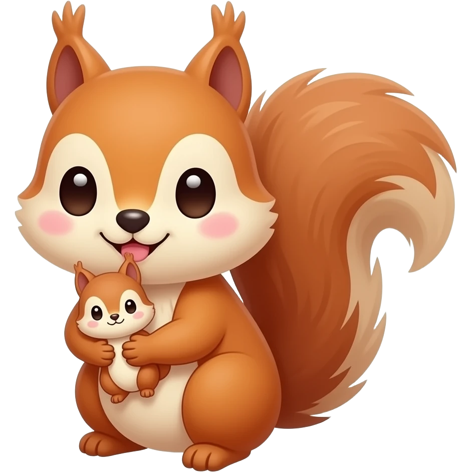 una ardilla con su bebe  kawaii emoji