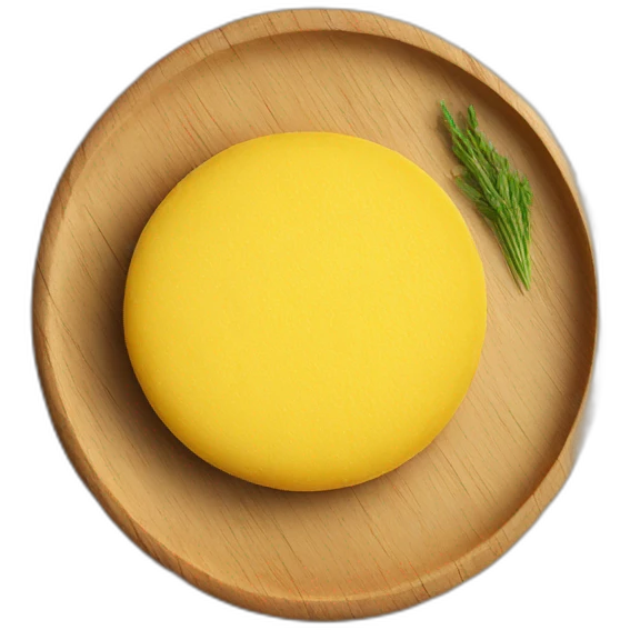Polenta in round wood plate emoji