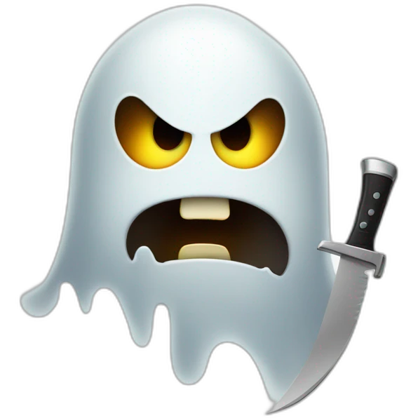 Ghost with knife and angry face. emoji