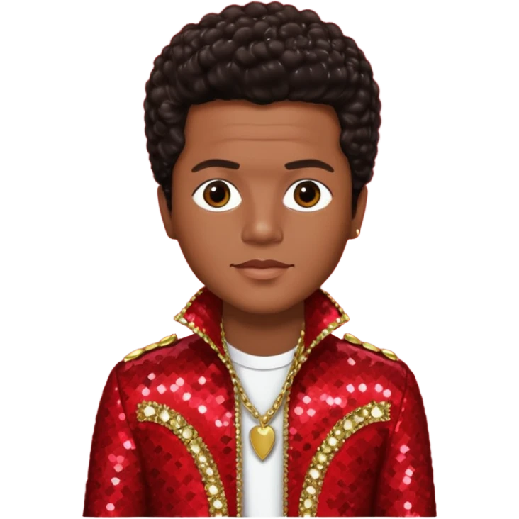 Bruno Mars with Dark Brown Hair, Red Sequin Outfit emoji