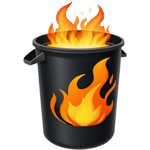 Trash bin on fire no face emoji