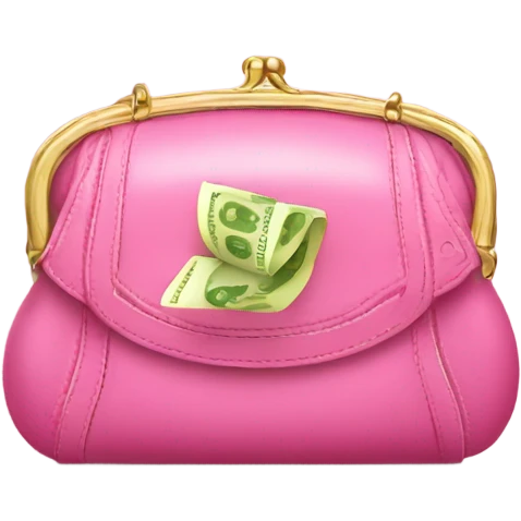 Pink designer purse with money sticking put the top  emoji