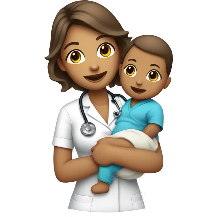 Nurse with stethoscope holding a baby emoji