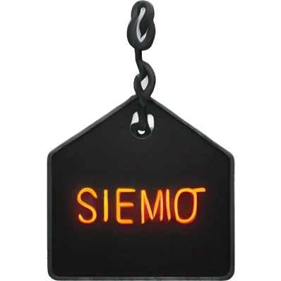 dark hanging sign with neon intervalo text emoji