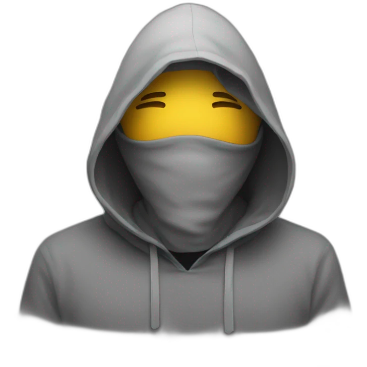 man with a hood that completely covers his head so that we can no longer see his face at all emoji