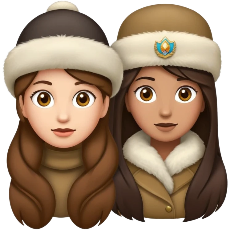 faça um emoji feminino de cabelos castanhos escuros, bem branca, de sobrancelhas descoloridas, olhos pretos, com uma ushanka na cabeça, com uma expressão facial como se tivesse “cansada” emoji