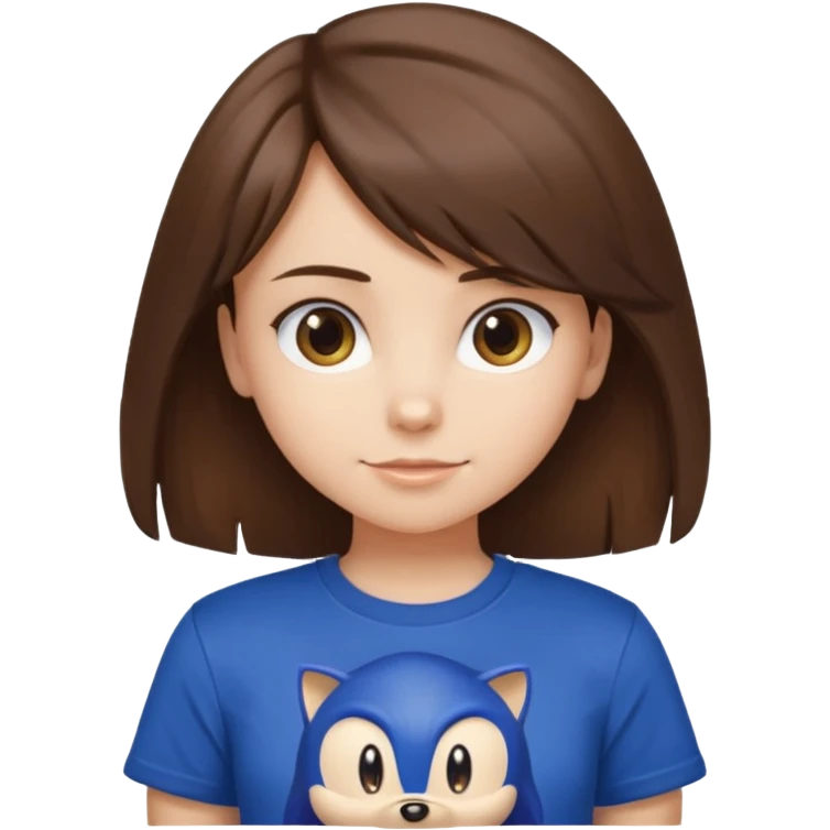 make a cute girl with medium hair and side bangs and sonic clothes  emoji