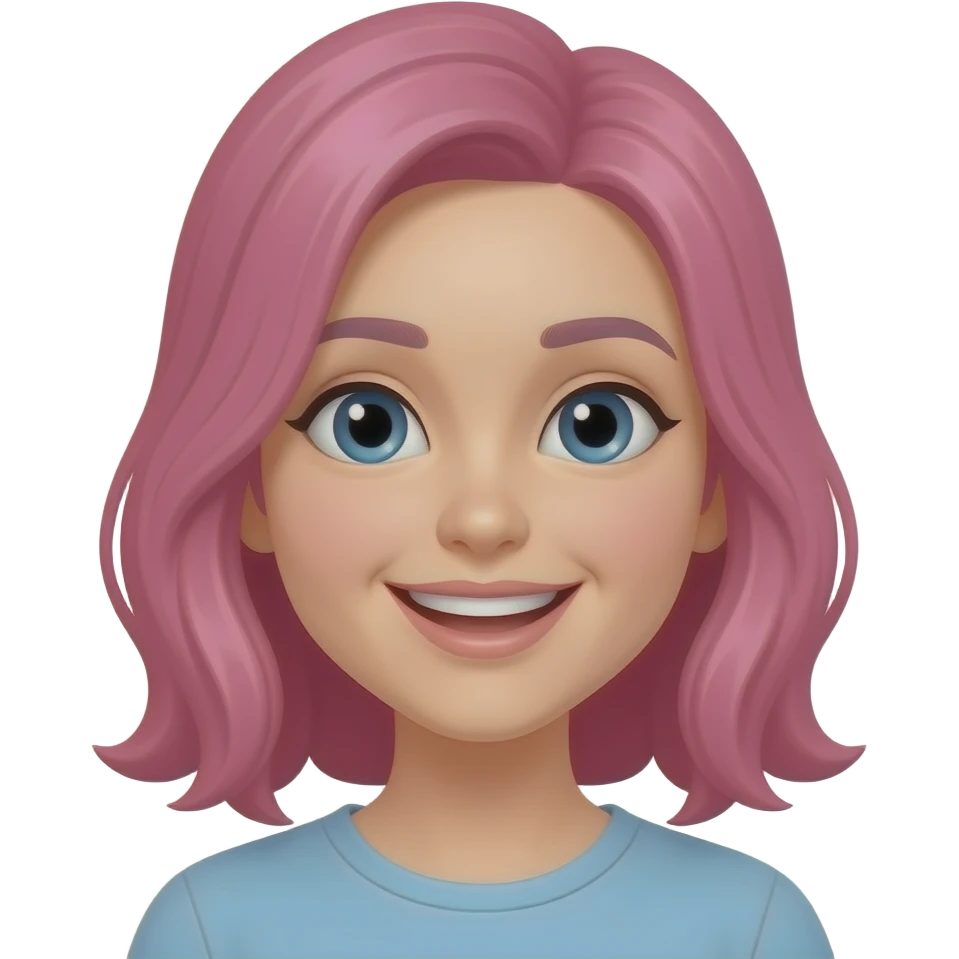 pink hair, young woman smiling emoji