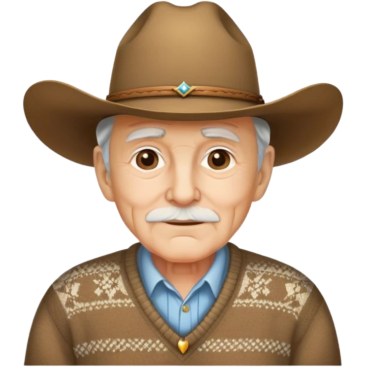 Grandfather in cowboy hat, with v-neck sweater emoji