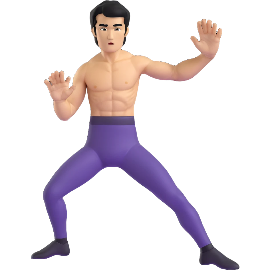 Bruce Lee with proper hand structure and detailed fingers in fighting pose emoji