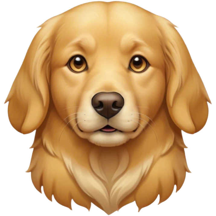 Cinematic Noble Golden Retriever Portrait Emoji, Poised and regal, with a strong, athletic build and a lustrous, well-groomed golden coat, deep-set soulful brown eyes, Simplified yet sharp and sophisticated features, highly detailed, glowing with a soft, dignified glow, high shine, intelligent and friendly, stylized with an air of warmth, focused and attentive, soft glowing outline, capturing the essence of a watchful and confident companion, so majestic it feels as though it could bound out of the screen with effortless authority! emoji