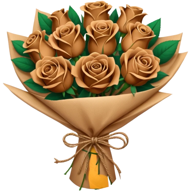 Bouquet of brown roses in a paper package emoji