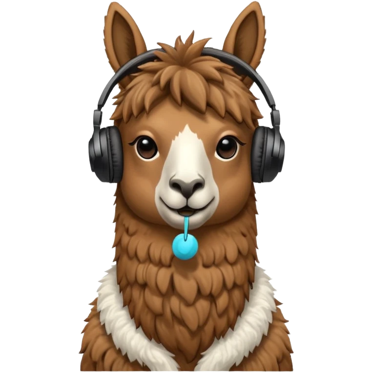 Una llama con unos cascos emoji
