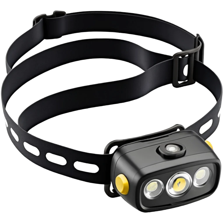 emoji of Black Diamond Spot 400R style headlamp, rectangular light, black casing, hint of adjustable strap, clear recognizable emoji format emoji