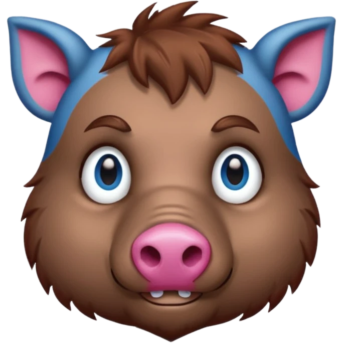 boar face, blue eyes, pink nose emoji
