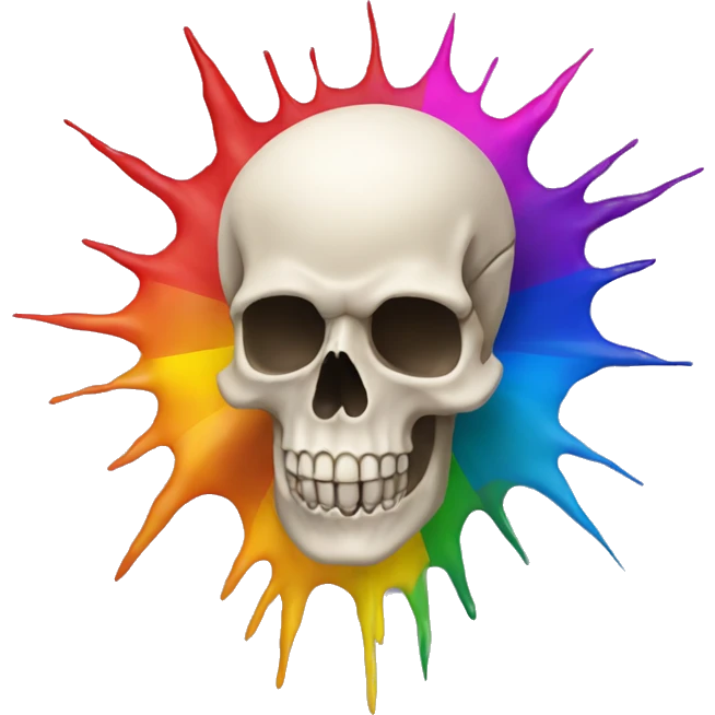 Skull exploding with gay pride emoji