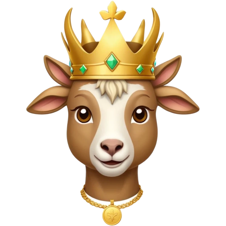 goat wearing a crown and gold medal emoji