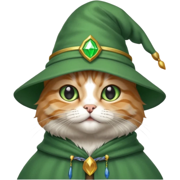 wizard cat wear green cap  emoji
