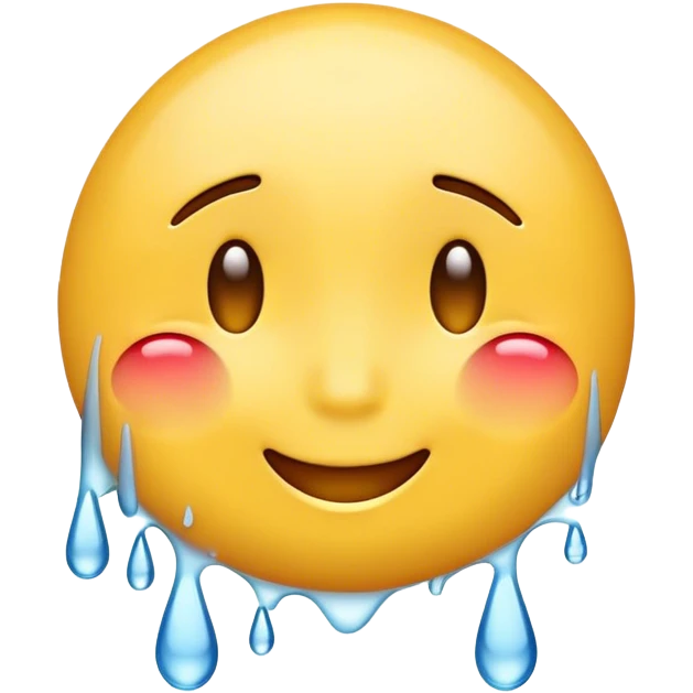 Make a yellow emoji face that is crying a lot and smiling at the same time emoji
