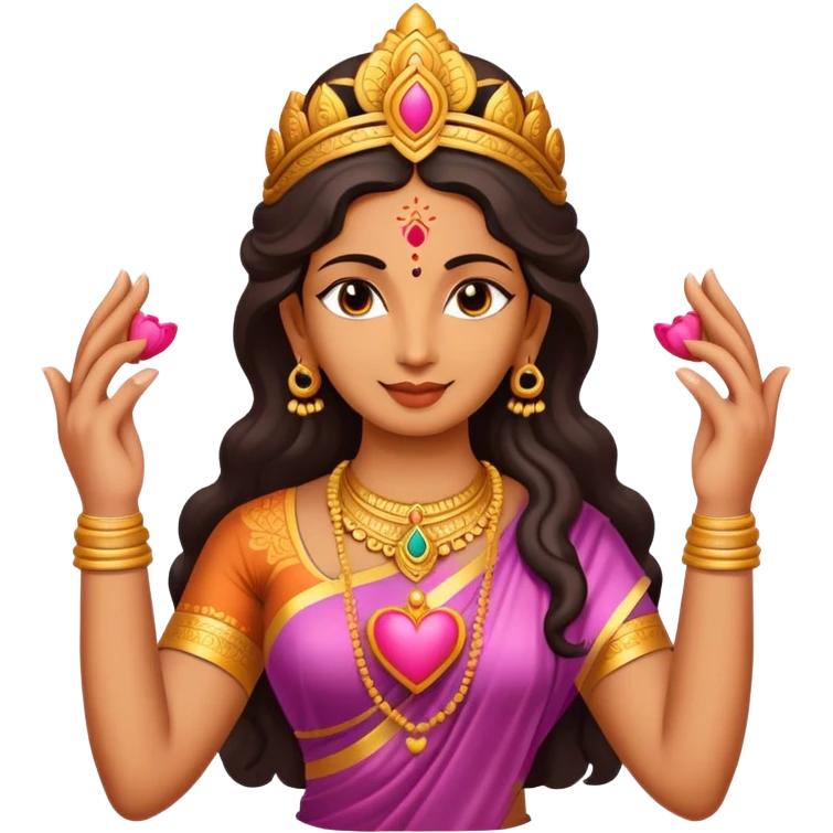 hindu goddess lakshmi with her hands together forming a heart shape emoji