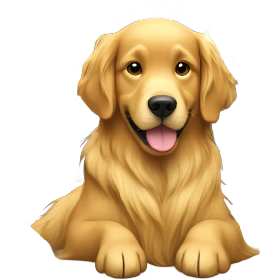 golden retriever sitting by school students and a teacher  emoji