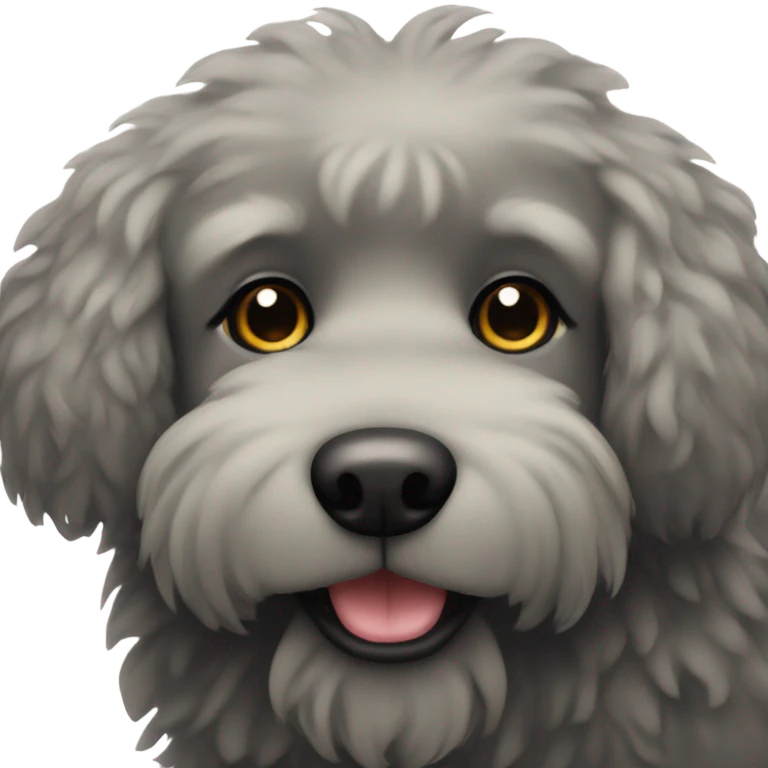 Black fluffy dog with big nose  emoji