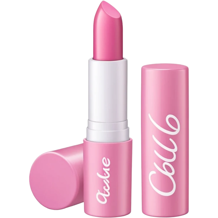 The image is of a pink lipstick from the brand Tarte. The lipstick is in a cylindrical tube with a white cap. The tube is made of plastic and has the brand name "Tarte" written in white cursive letters on the front. The cap is also pink and appears to be slightly open. The background is plain white. emoji