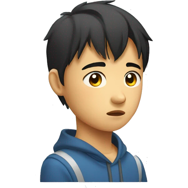 Asian 14 yo boy sad emoji