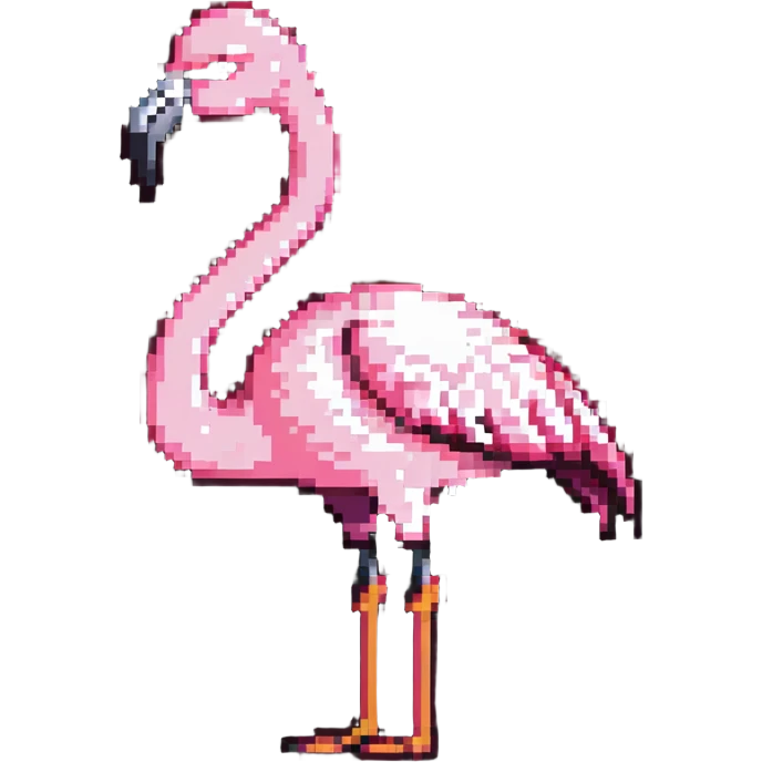 flamingo showing middle finger, pixel art emoji