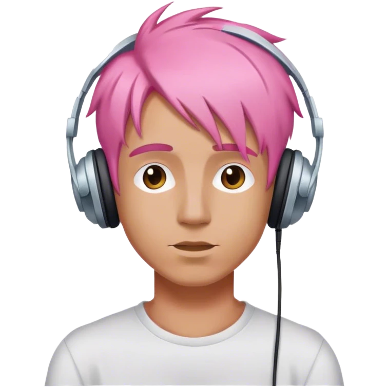 emoji of a man listening music with pink hair emoji